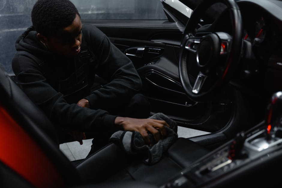 Thorough interior detailing of a luxury vehicle