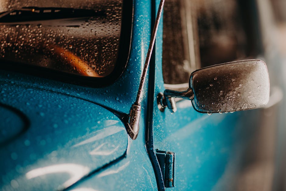 Water beading on a car treated with ceramic coating